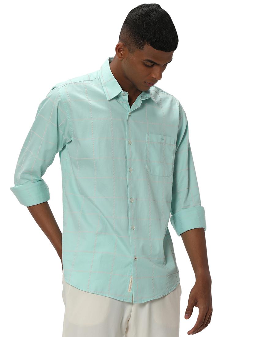 turquoise cotton casual shirt - 20999066 - Standard Image - 2