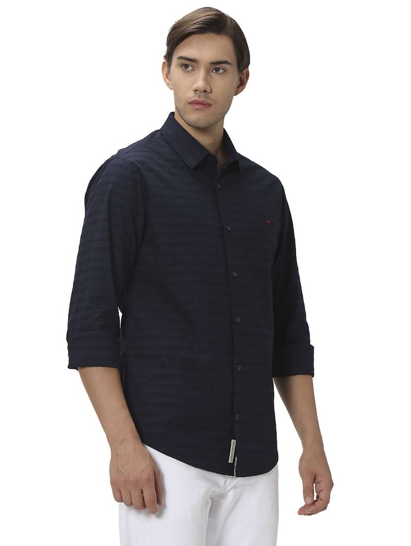 navy blue cotton casual shirt - 20999070 - Standard Image - 2