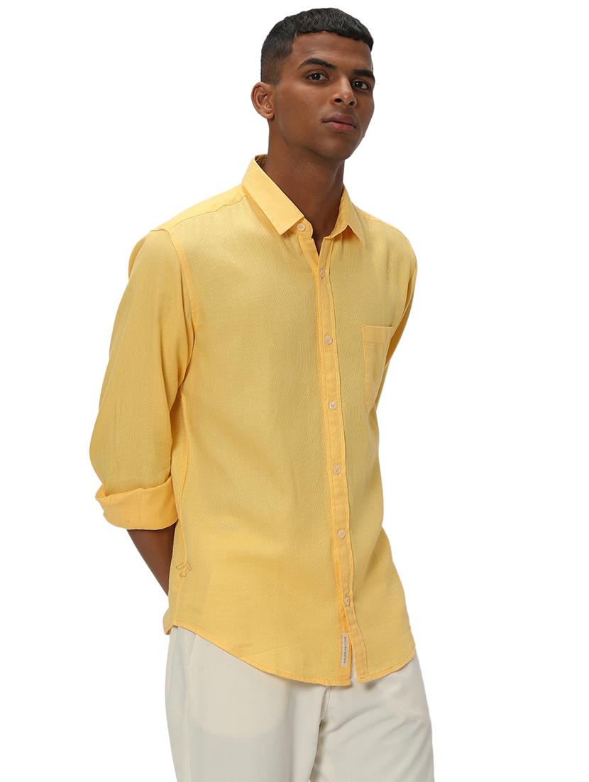 yellow cotton casual shirt - 20999071 - Standard Image - 2