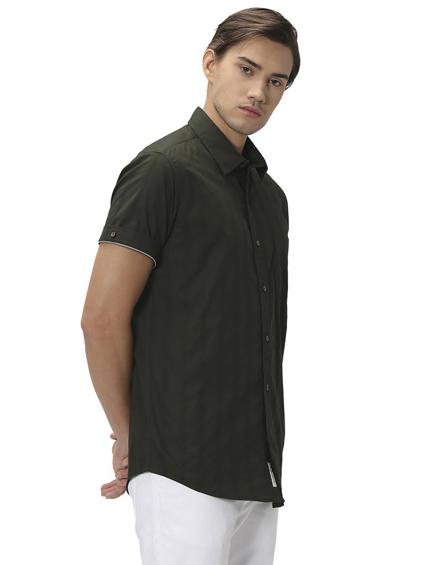 green cotton casual shirt - 20999075 - Standard Image - 2