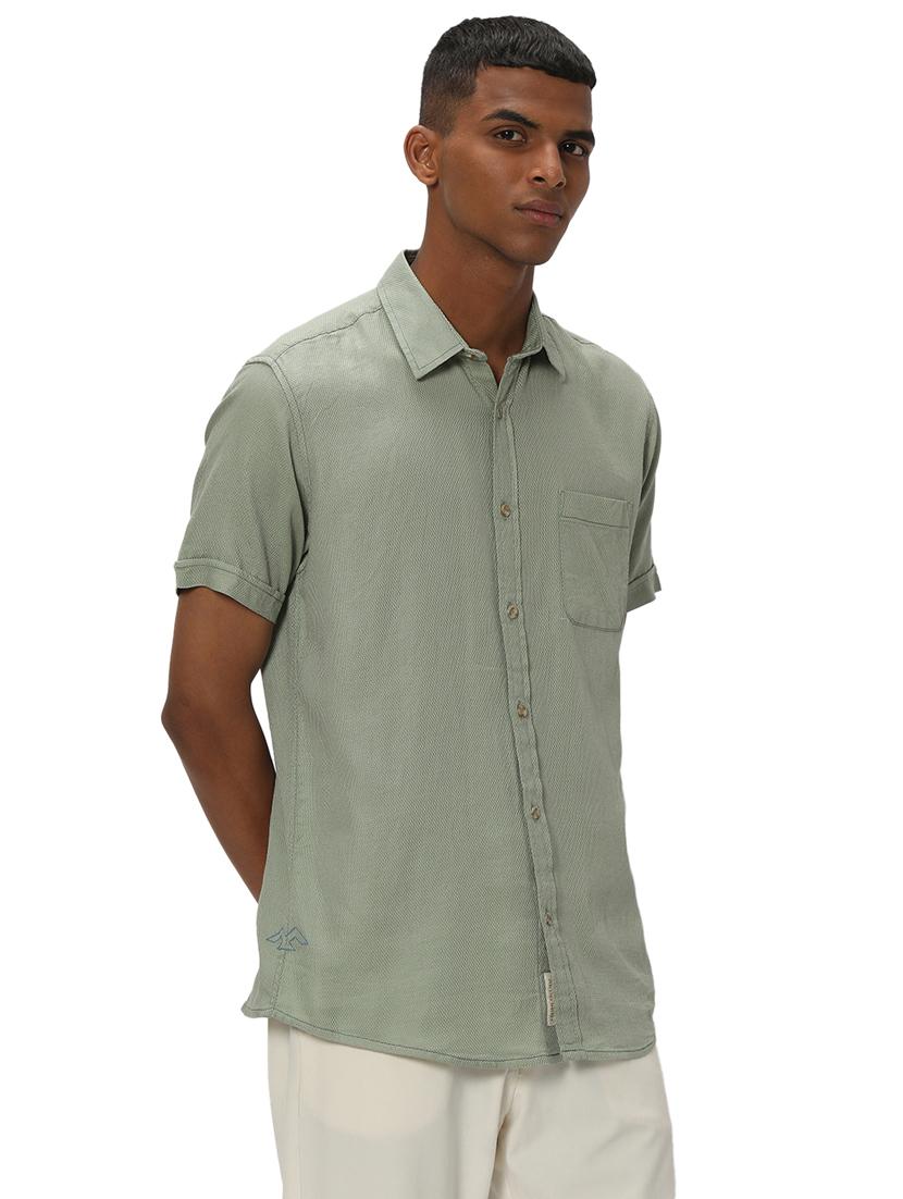olive cotton casual shirt - 20999077 - Standard Image - 2
