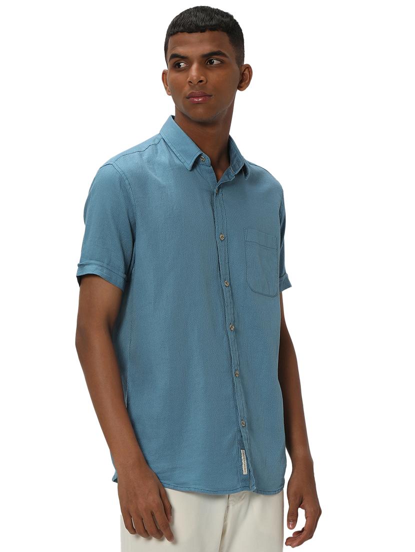 teal cotton casual shirt - 20999078 - Standard Image - 2