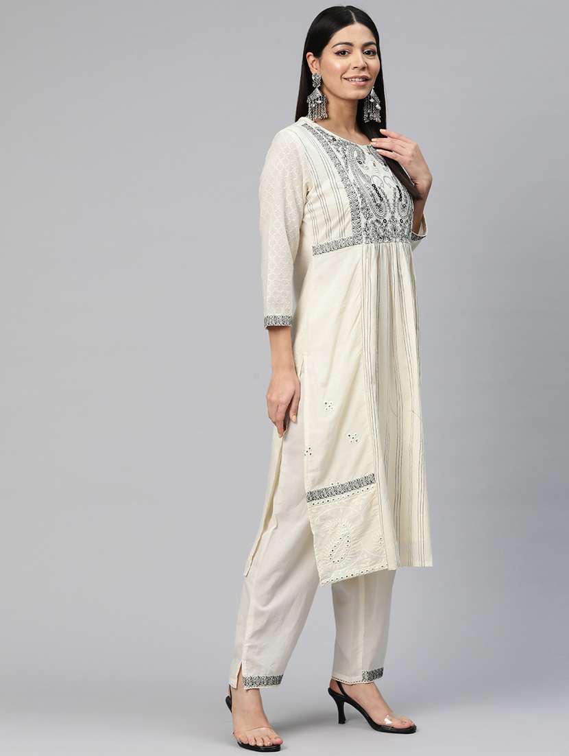 women three quarter sleeve kurta pant with dupatta set - 20999645 - Standard Image - 2