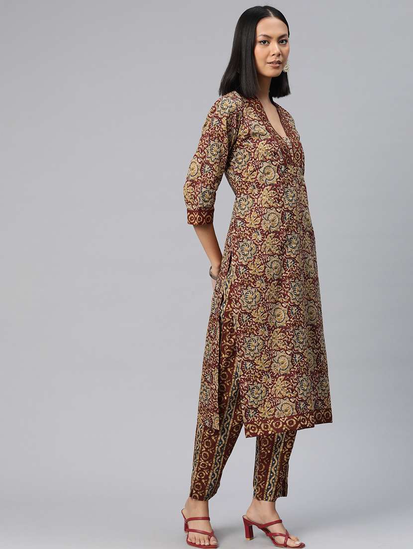 women three quarter sleeve kurta pant with dupatta set - 20999661 - Standard Image - 2