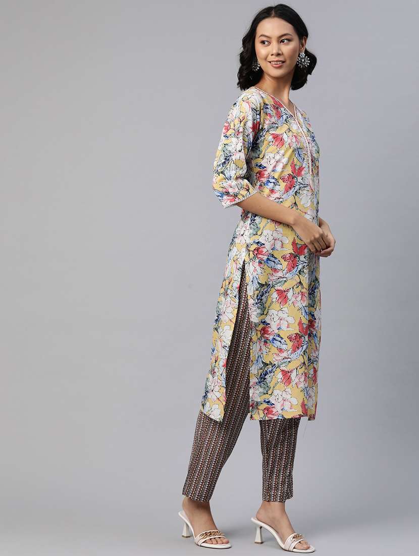 women three quarter sleeve kurta pant with dupatta set - 20999671 -  Standard Image - 2