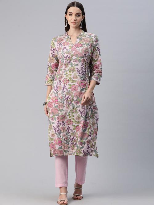 women three quarter sleeve kurta pant set - 20999723 - Standard Image - 0