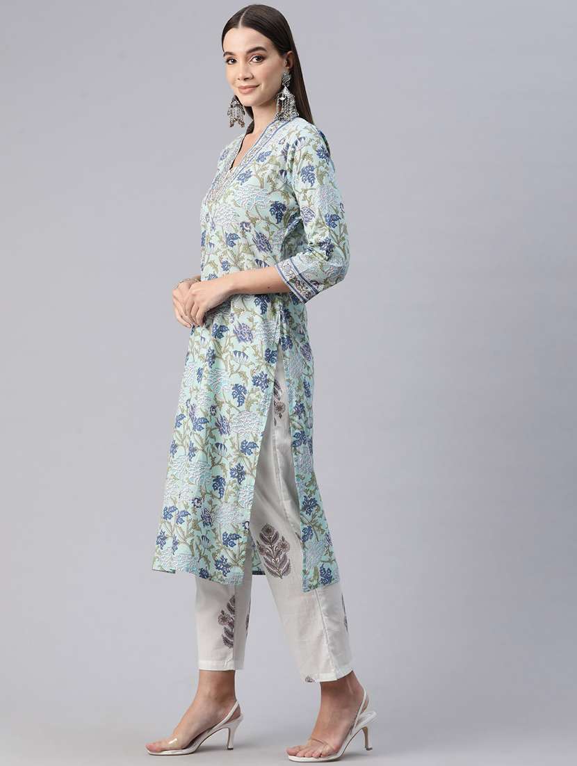 women three quarter sleeve kurta pant with dupatta set - 20999733 -  Standard Image - 2