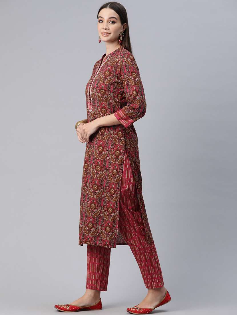 women three quarter sleeve kurta pant with dupatta set - 20999747 -  Standard Image - 2