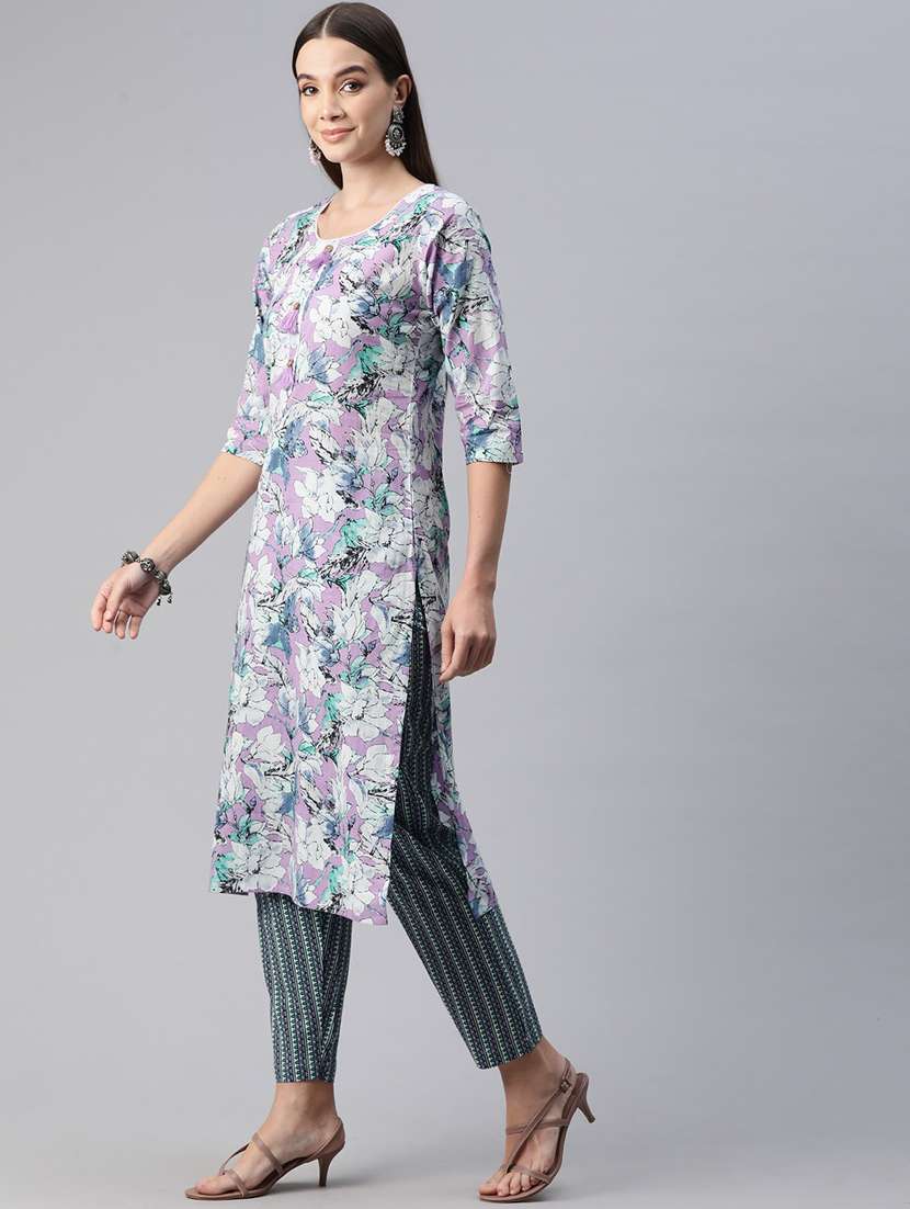 women three quarter sleeve kurta pant with dupatta set - 20999762 -  Standard Image - 2