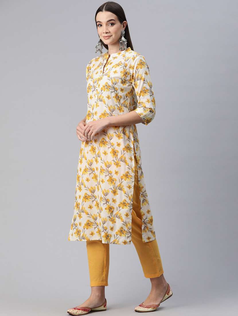 off white printed kurta pant set - 20999767 -  Standard Image - 2