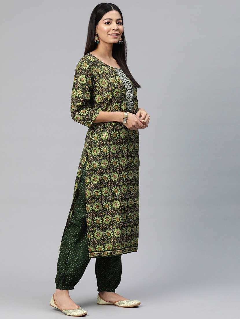 women three quarter sleeve kurta salwar with dupatta set - 20999801 -  Standard Image - 2