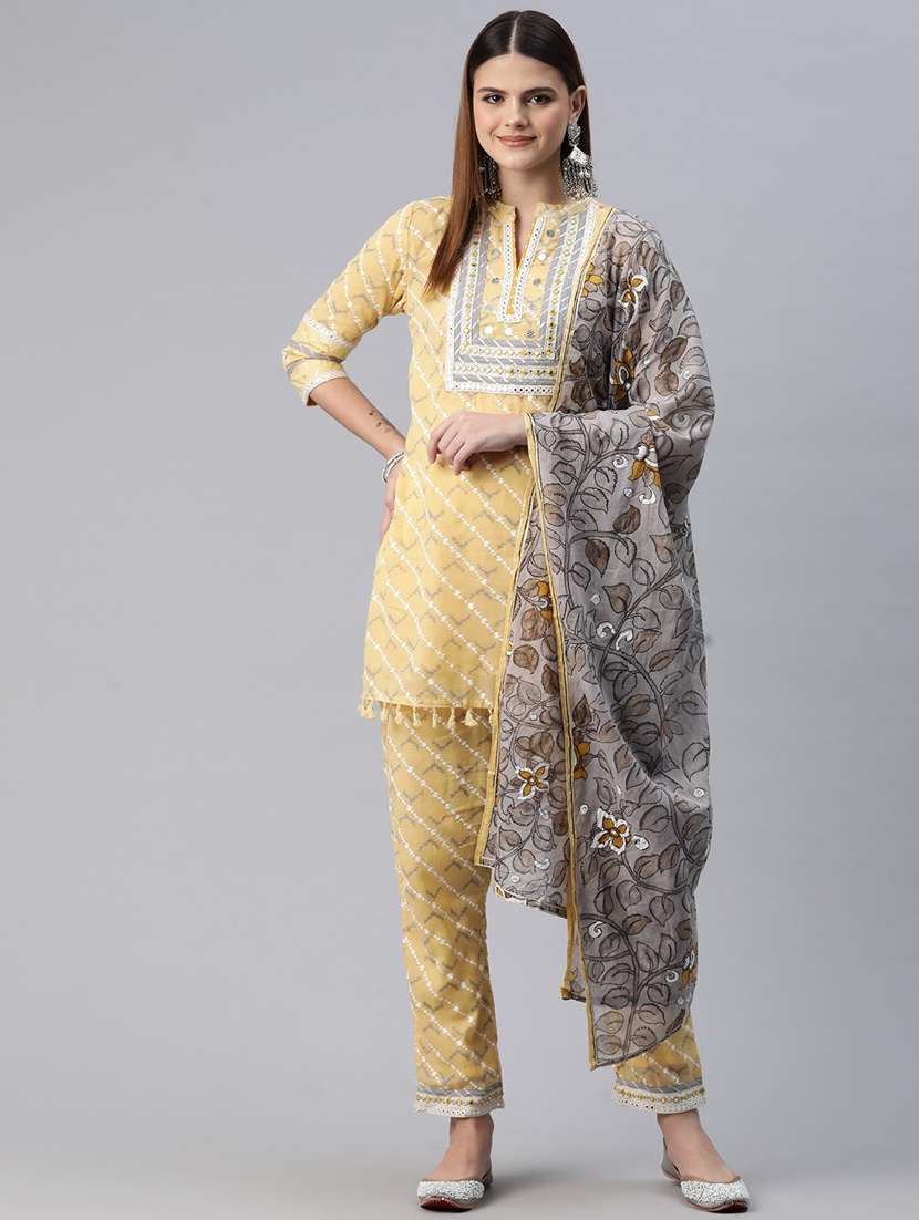 women printed kurta pant suit set