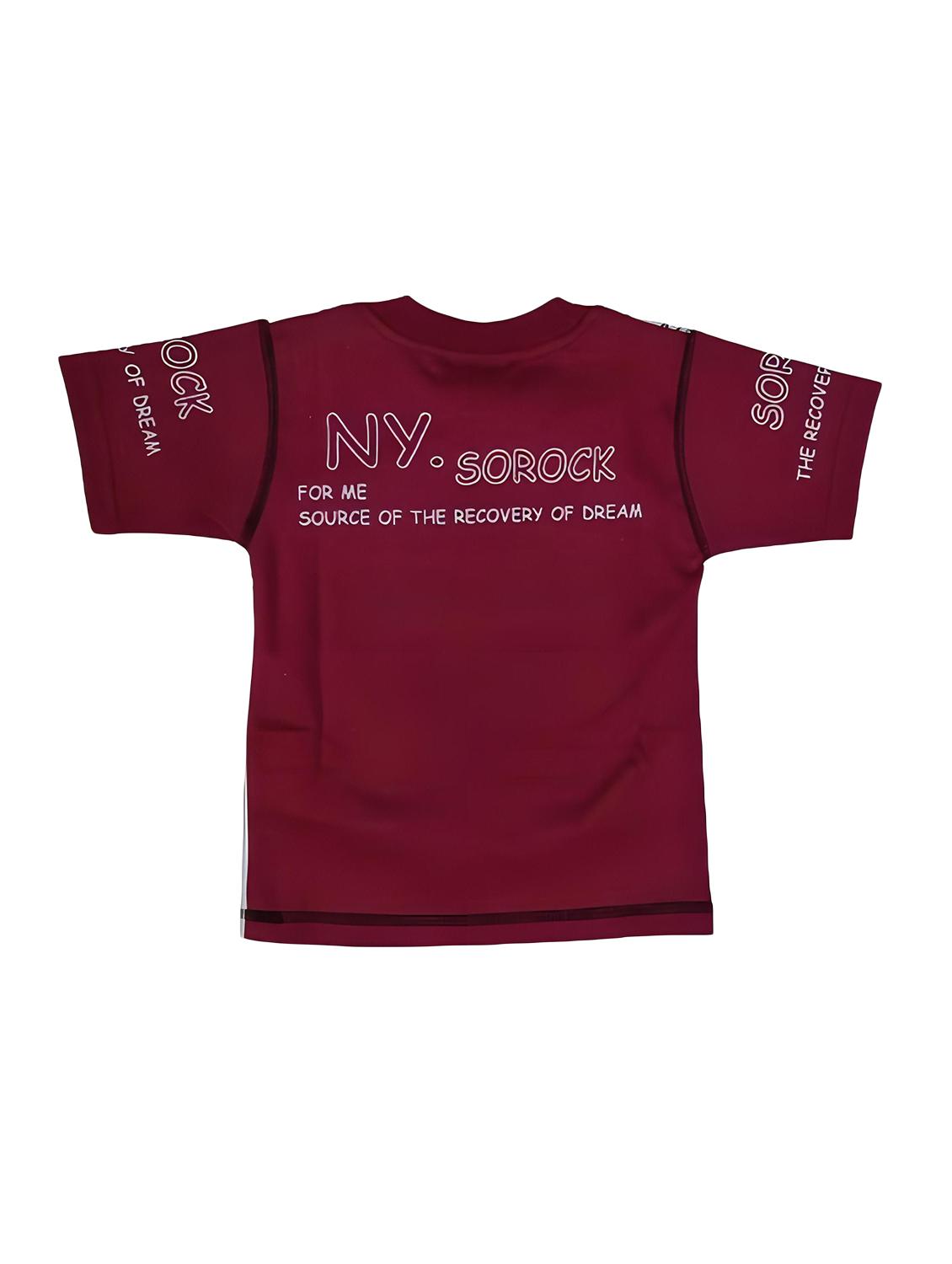 maroon printed detailed t-shirt & shorts set - 20999866 - Standard Image - 2