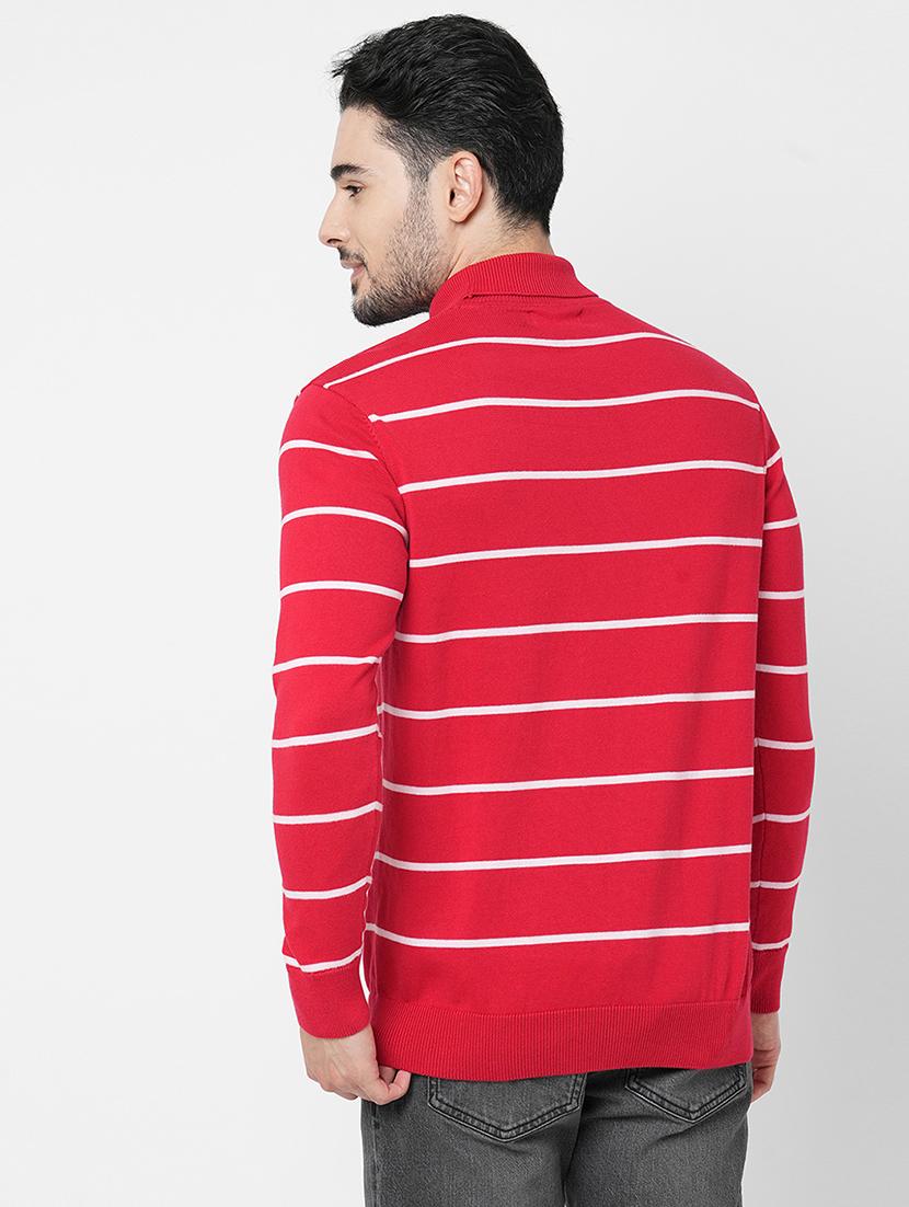 red cotton striped sweatshirt - 21000387 - Standard Image - 2