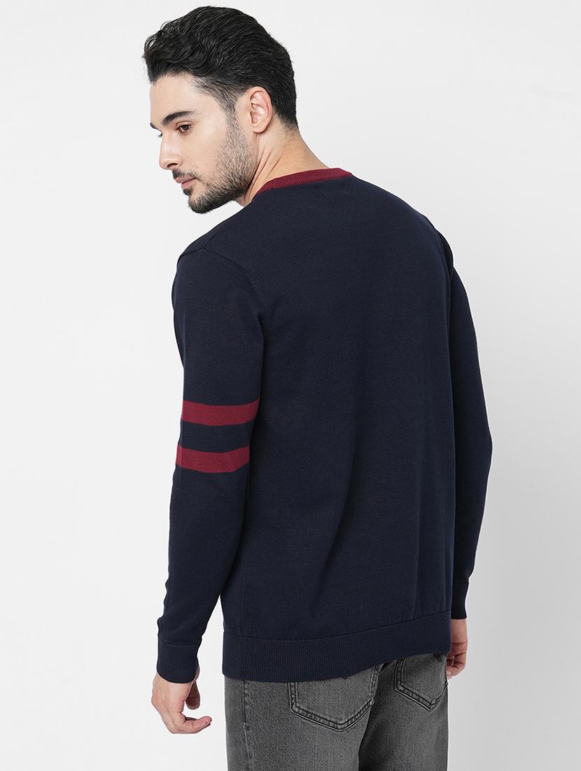 navy blue cotton plain sweatshirt - 21000388 - Standard Image - 2