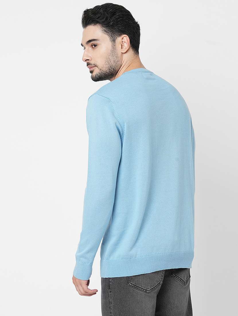 light blue cotton plain sweatshirt - 21000392 - Standard Image - 2