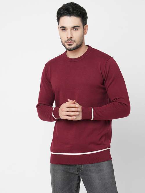 Maroon Cotton Plain Sweatshirt