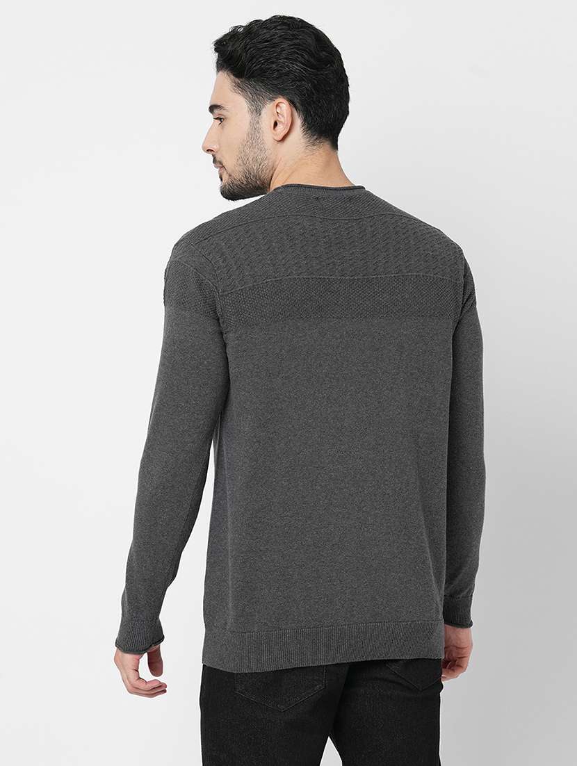 grey cotton plain sweatshirt - 21000395 -  Standard Image - 2