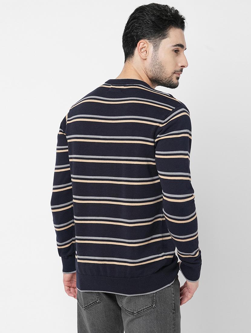black cotton striped pullover - 21000400 - Standard Image - 2