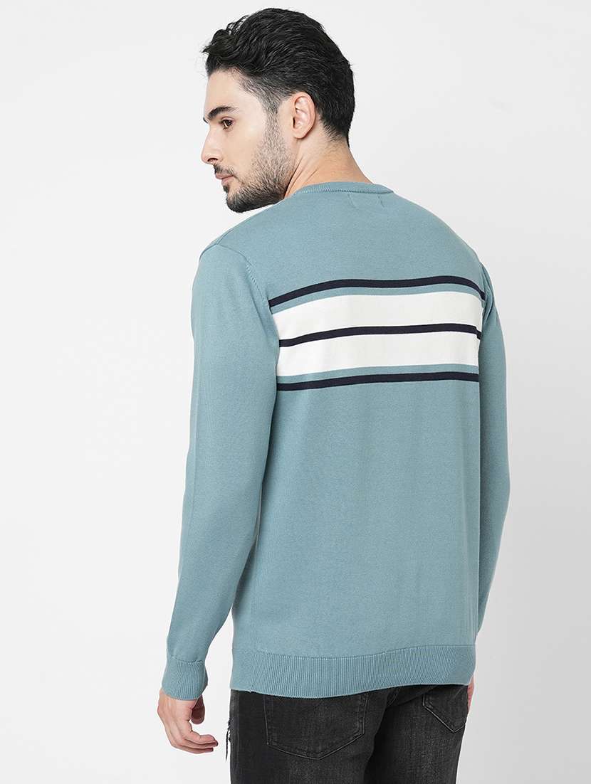 light blue cotton striped pullover - 21000401 - Standard Image - 2