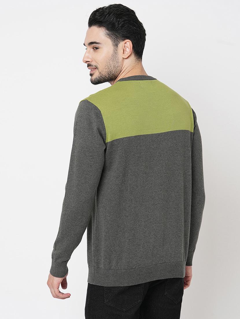grey cotton color block sweatshirt - 21000405 - Standard Image - 2