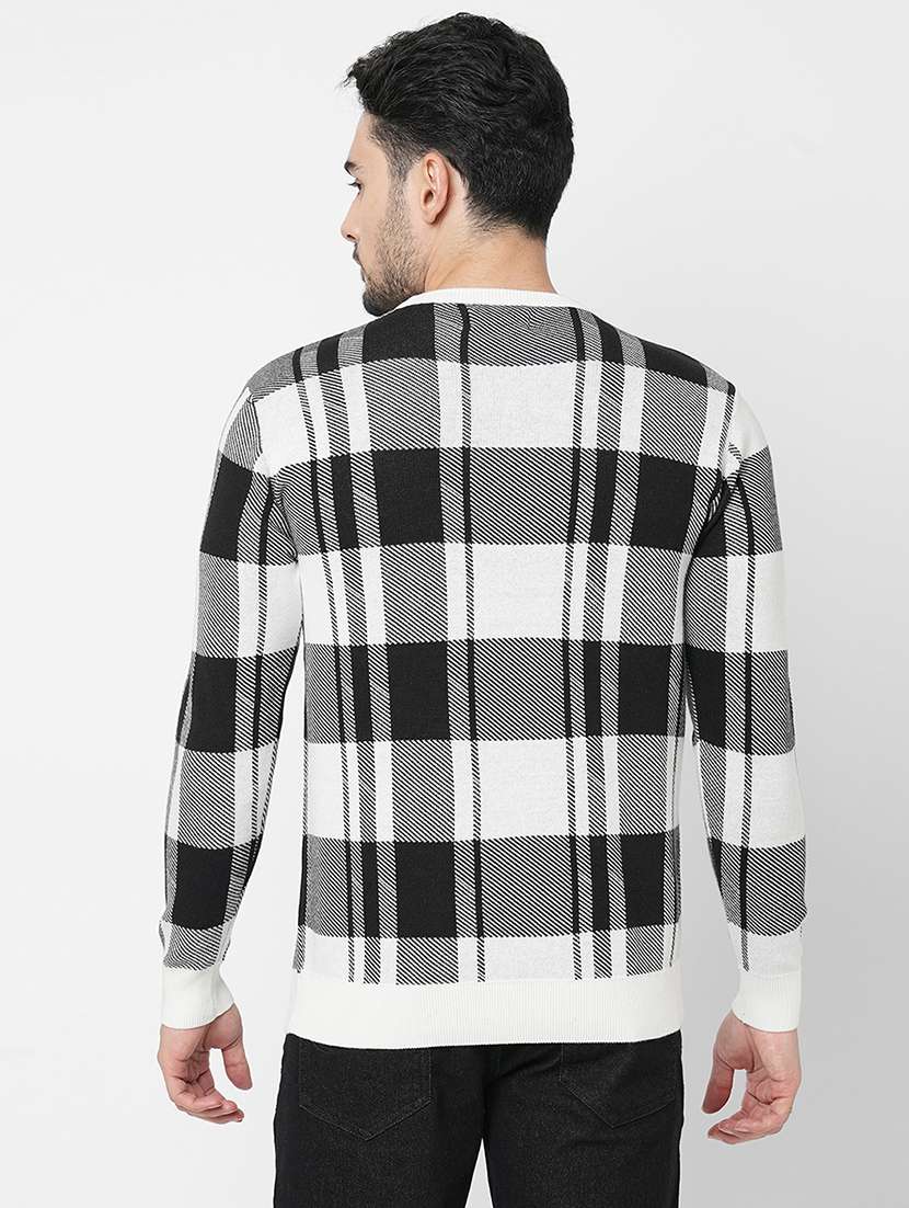 white cotton checks pullover - 21000409 -  Standard Image - 2