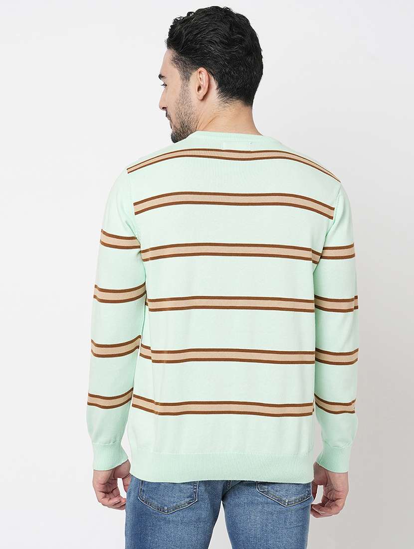 green cotton striped pullover - 21000410 -  Standard Image - 2
