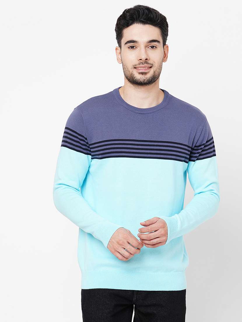light blue cotton striped pullover