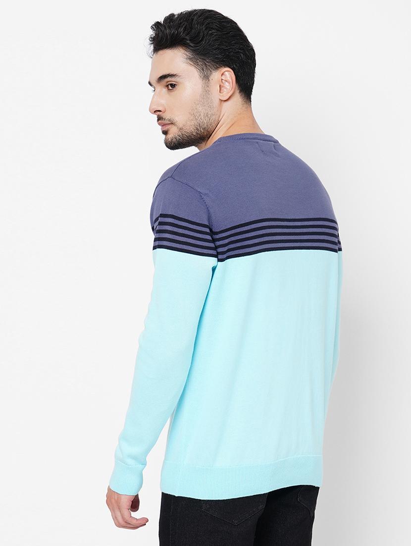 light blue cotton striped pullover - 21000415 - Standard Image - 2
