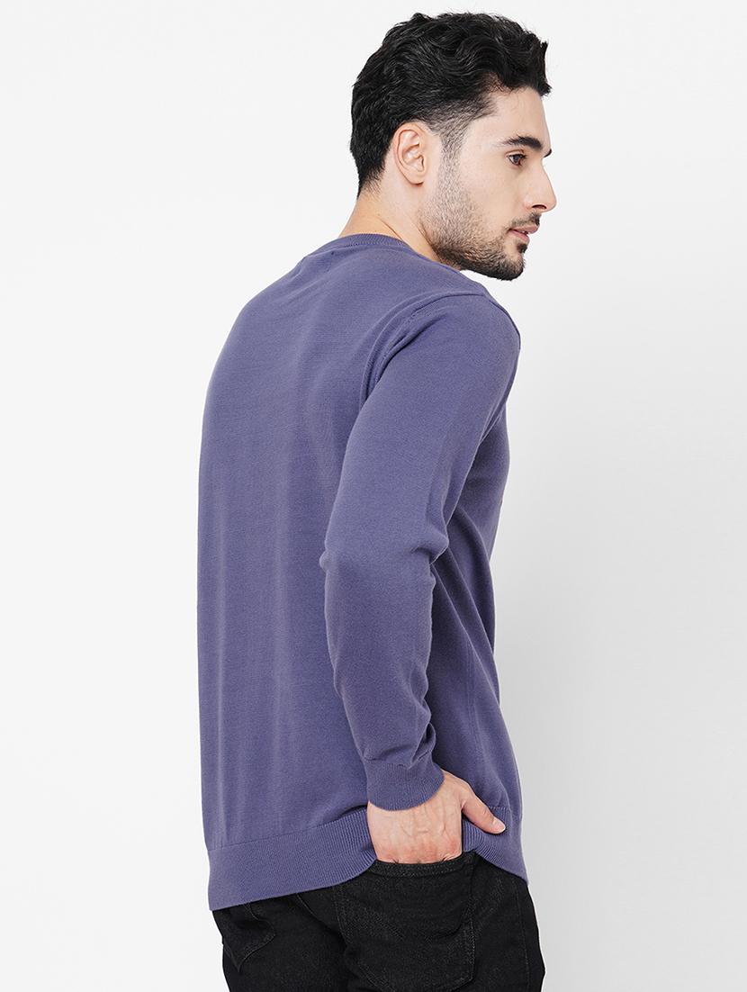 purple cotton chest print pullover - 21000417 - Standard Image - 2