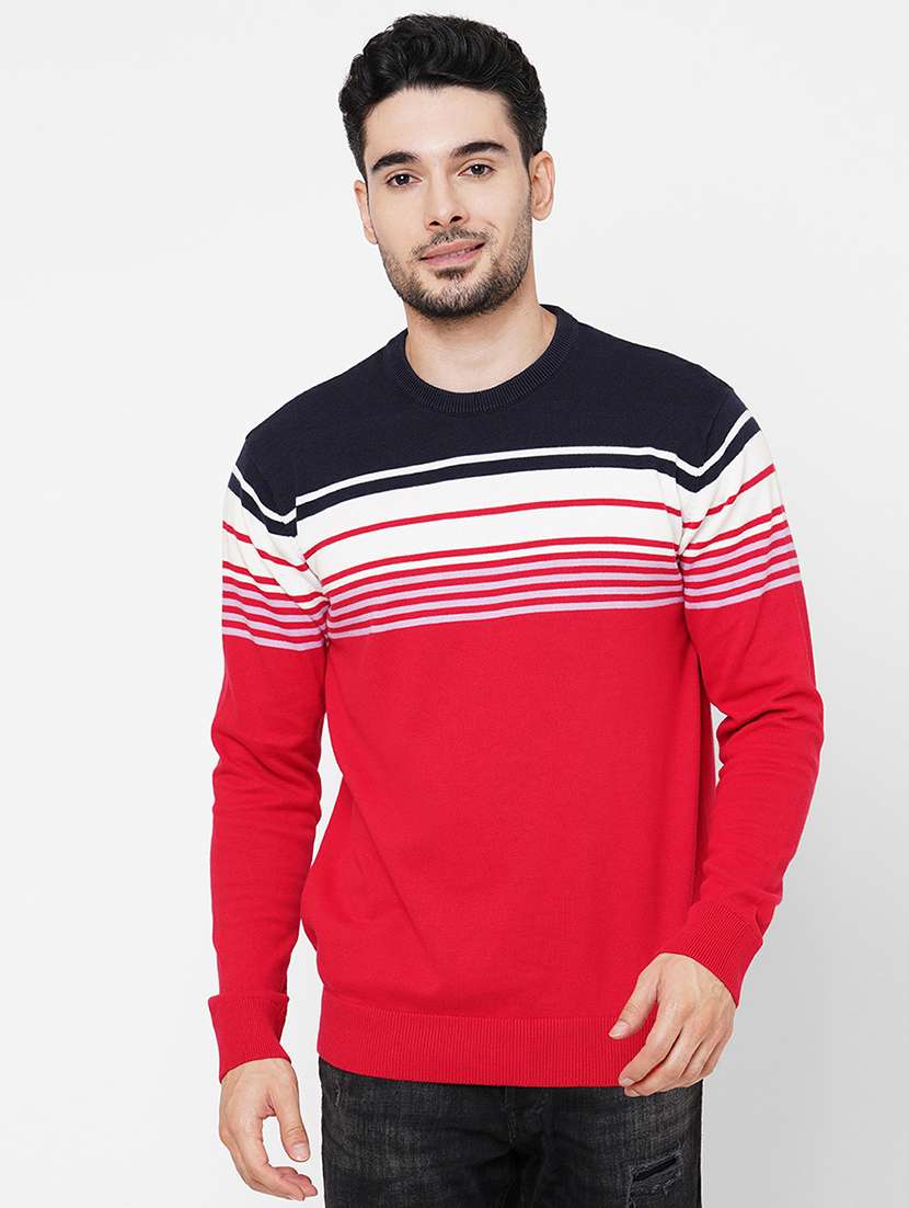red cotton striped pullover - 21000421 - Zoom Image - 0