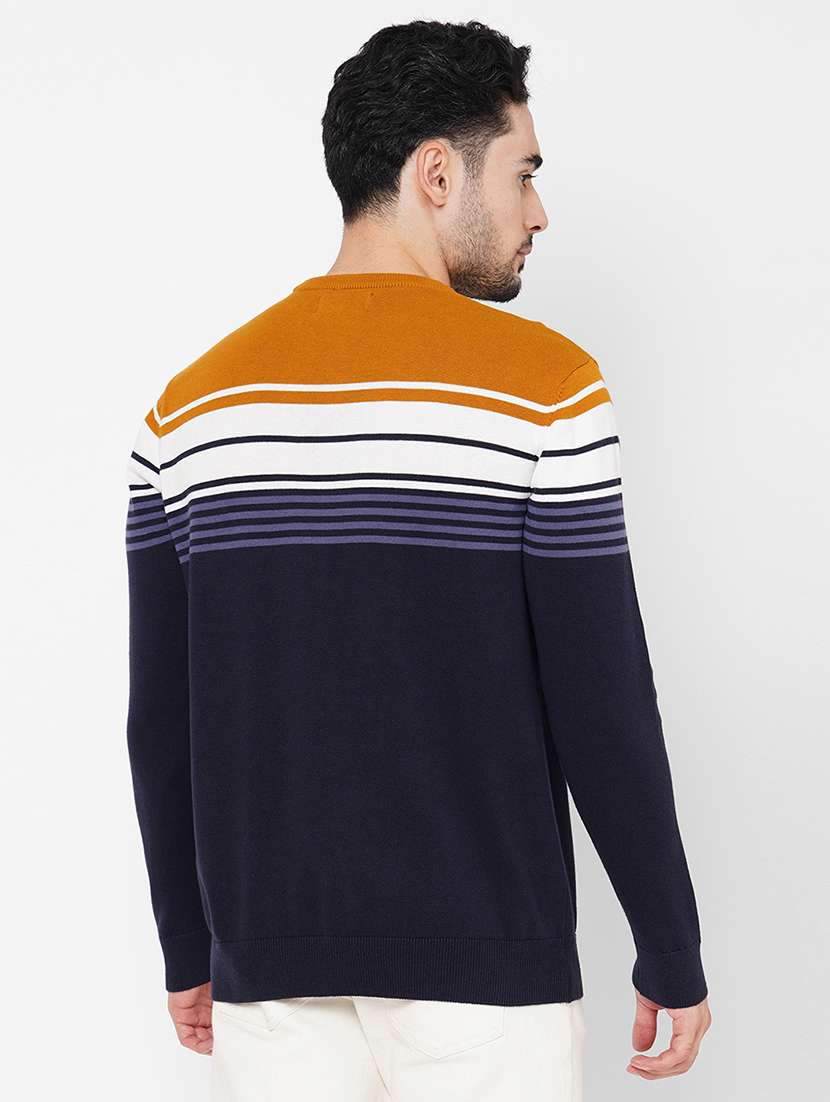 blue cotton color block pullover - 21000422 -  Standard Image - 2