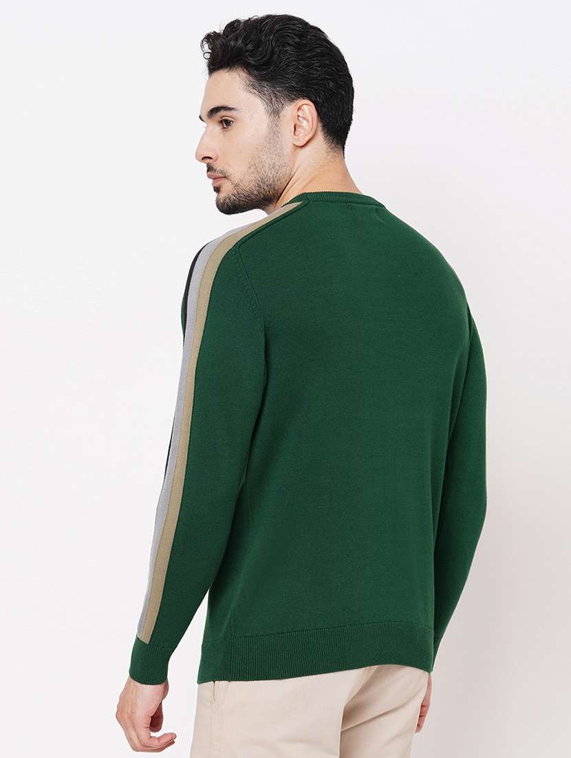 bottle green cotton plain pullover - 21000424 - Standard Image - 2