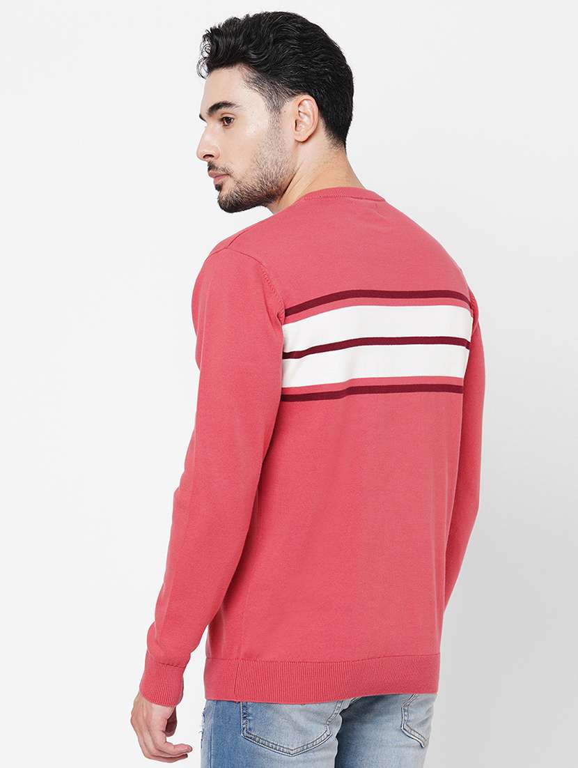 peach cotton striped pullover - 21000435 -  Standard Image - 2