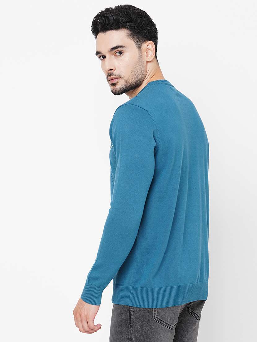 blue cotton self design pullover - 21000441 -  Standard Image - 2