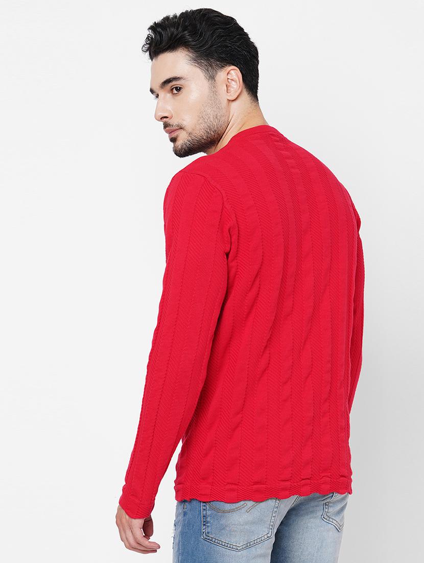 red cotton plain self design pullover - 21000444 - Standard Image - 2
