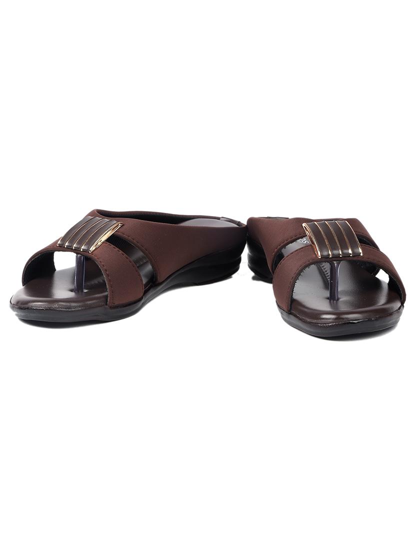 brown synthetic slip on sandals - 21000623 - Standard Image - 2