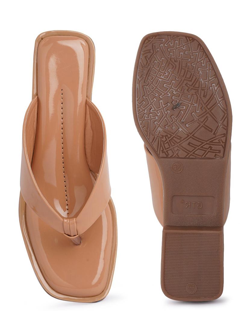 tan patent leather slip on sandals - 21000717 - Standard Image - 2