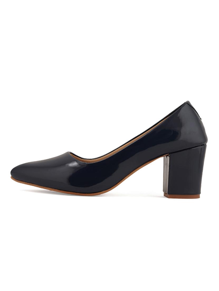 navy synthetic slip on pumps - 21000720 - Standard Image - 2