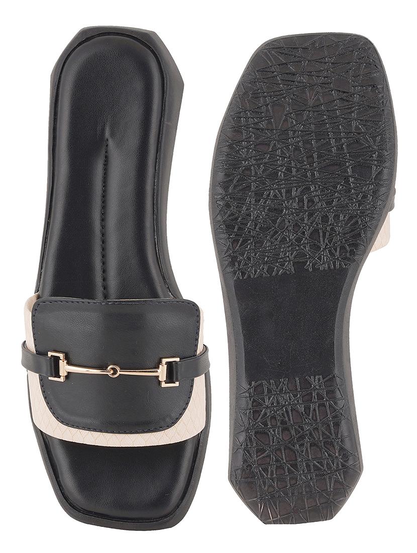 black synthetic slip on sandals - 21000744 -  Standard Image - 2