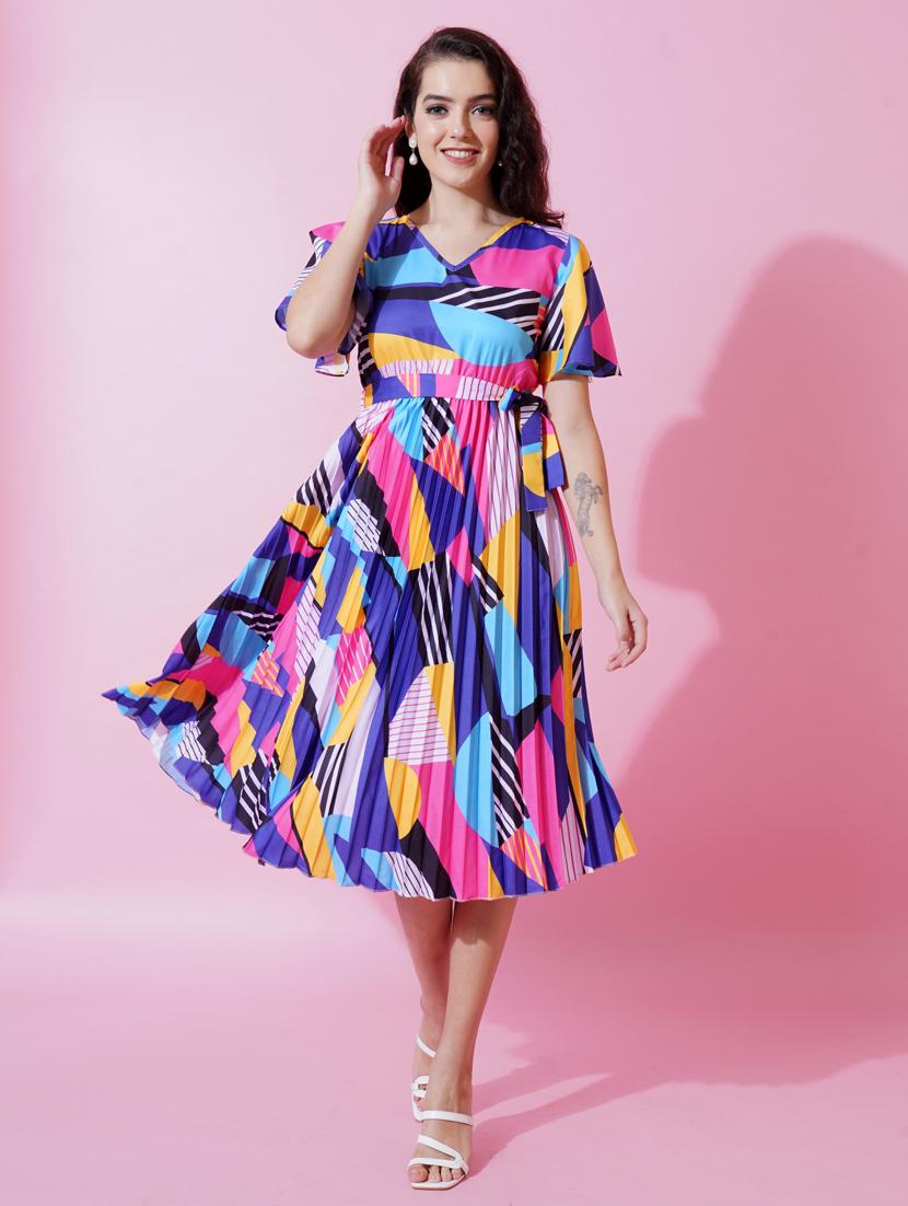 women multicolored printed a-line dress - 21001007 - Zoom Image - 0
