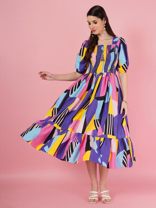 multi coloured printed detailed dress - 21001023 -  Standard Image - 0
