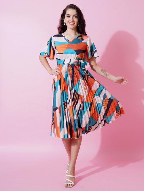 multi coloured printed detailed dress - 21001031 -  Standard Image - 0