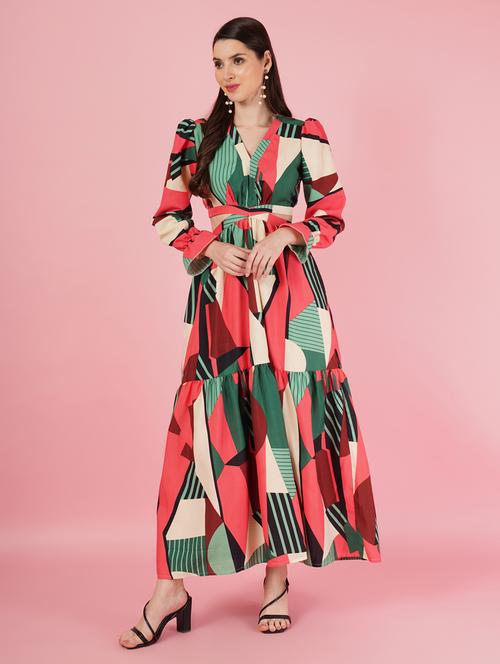 women printed maxi tiered dress - 21001033 - Standard Image - 0