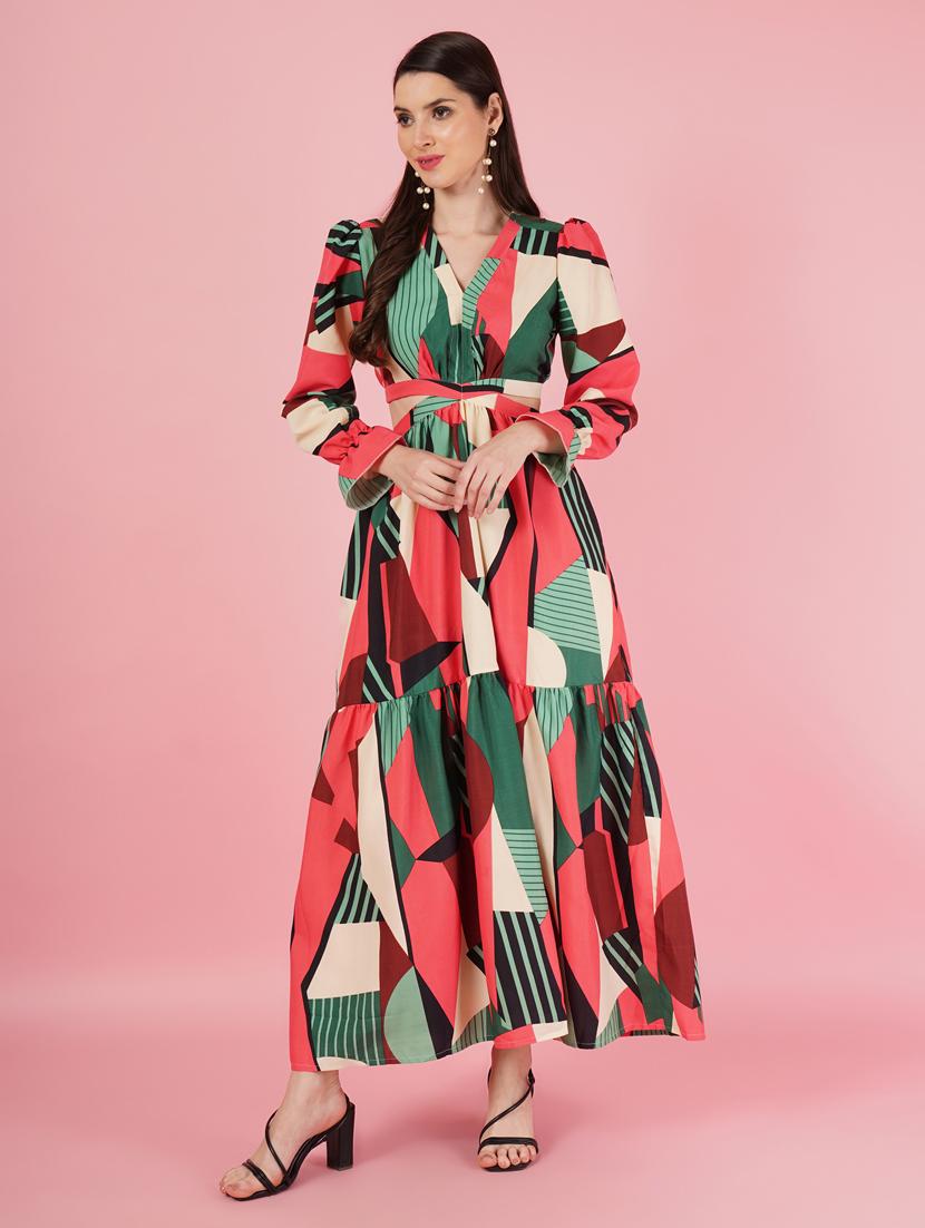 women printed maxi tiered dress - 21001033 - Zoom Image - 0