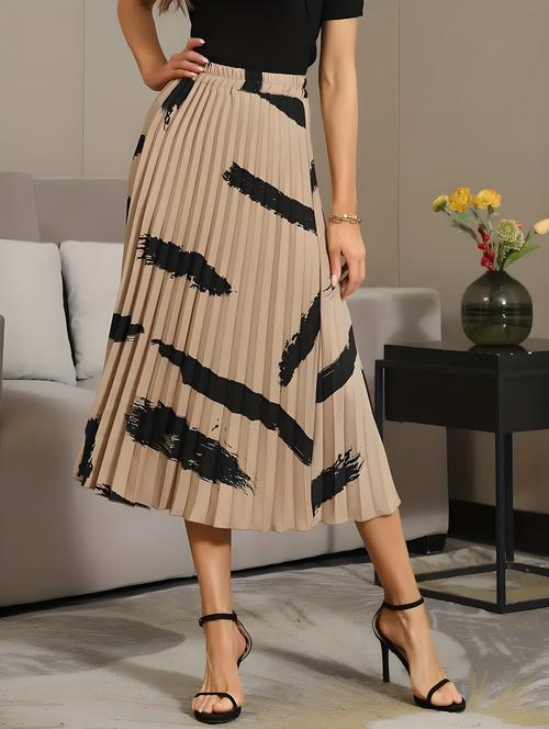 nude brown printed detailed skirt - 21008394 -  Standard Image - 0