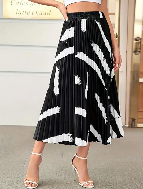 black polyester aline skirts - 21008407 - Standard Image - 0
