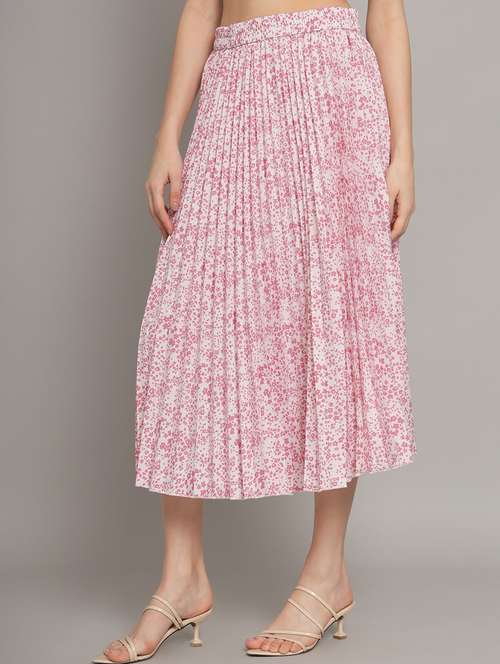 pink floral printed detailed skirt - 21008412 - Standard Image - 0