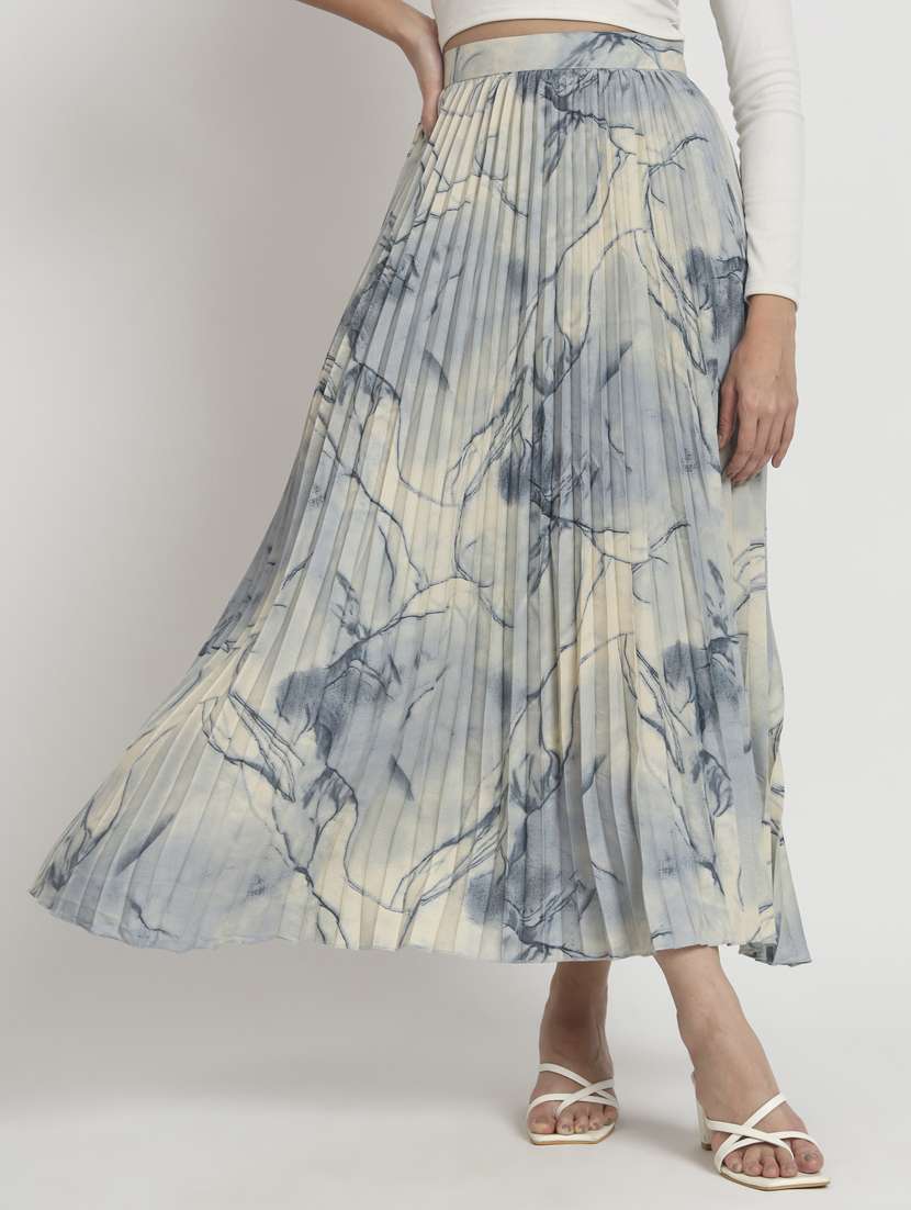 women mid-rise abstract printed pleated skirt