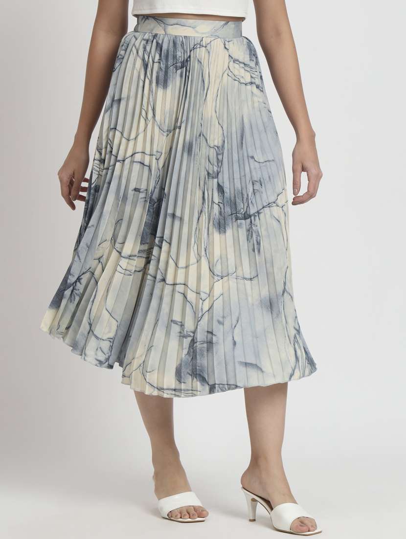 women knee length abstract printed pleated skirt - 21008425 - Zoom Image - 0